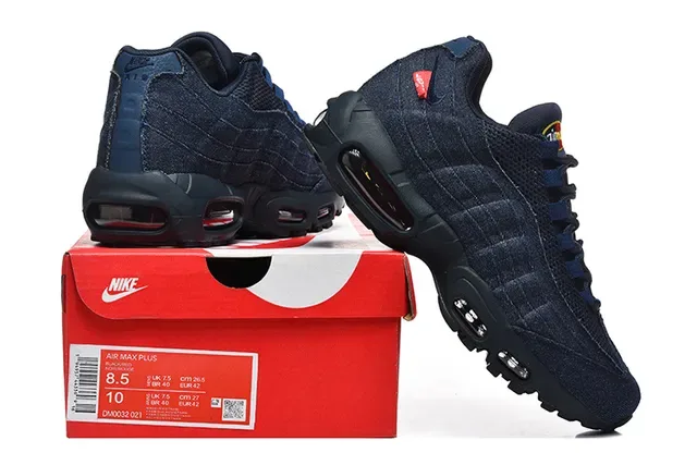 Nike Air Max 95 Blue Navy Denim-Textured Upper Layered Wave Panels Lifestyle Sneakers 7
