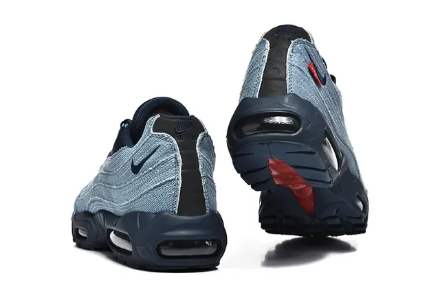 Nike Air Max 95 Blue Navy Denim-Textured Upper Layered Wave Panels Lifestyle Sneakers 15