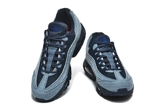 Nike Air Max 95 Blue Navy Denim-Textured Upper Layered Wave Panels Lifestyle Sneakers 16