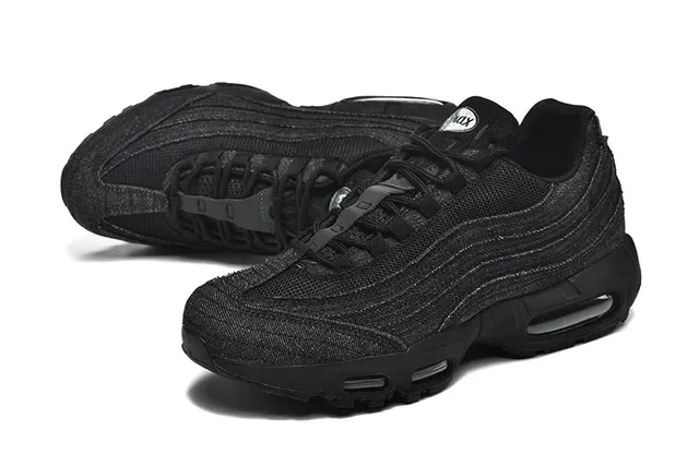 Nike Air Max 95 Blue Navy Denim-Textured Upper Layered Wave Panels Lifestyle Sneakers 22