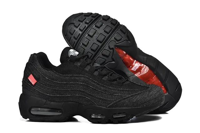 Nike Air Max 95 Blue Navy Denim-Textured Upper Layered Wave Panels Lifestyle Sneakers 23