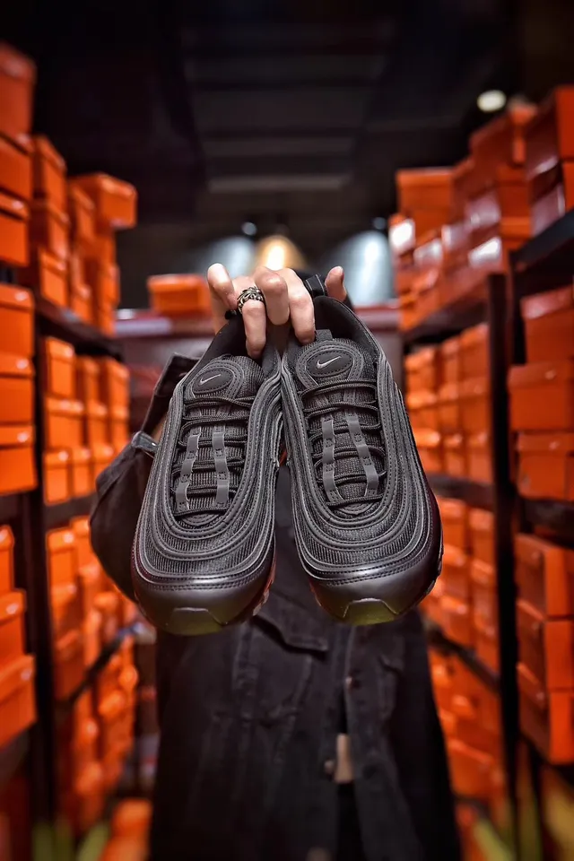 Nike Air Max 97 Black Metallic Swoosh Lifestyle Sneakers 6