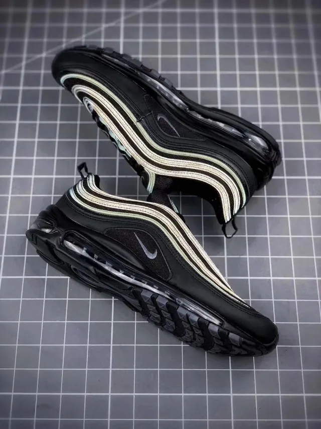 Nike Air Max 97 Black Metallic Swoosh Lifestyle Sneakers 22