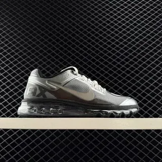Nike Air Max Silver Black पूर्ण लंबाई दृश्यमान इकाई जाली और सिंथेटिक ऊपरी जीवनशैली स्नीकर