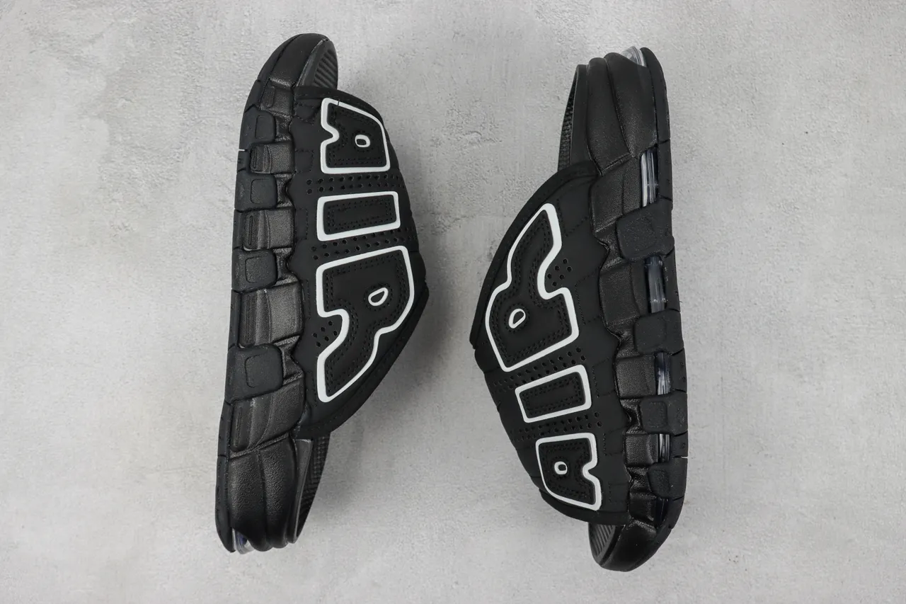 Nike Air More Uptempo Slide Black White Slippers 2