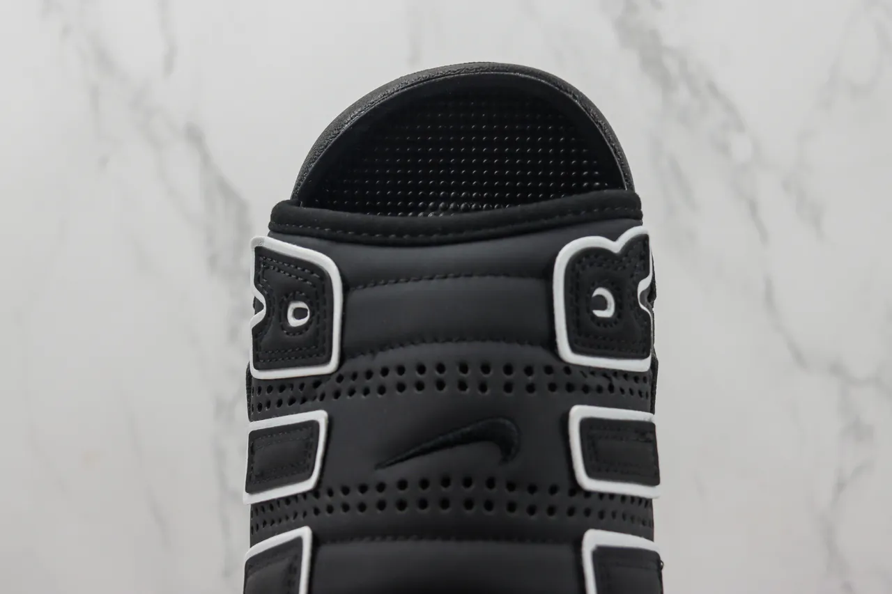 Nike Air More Uptempo Slide Black White Slippers 6