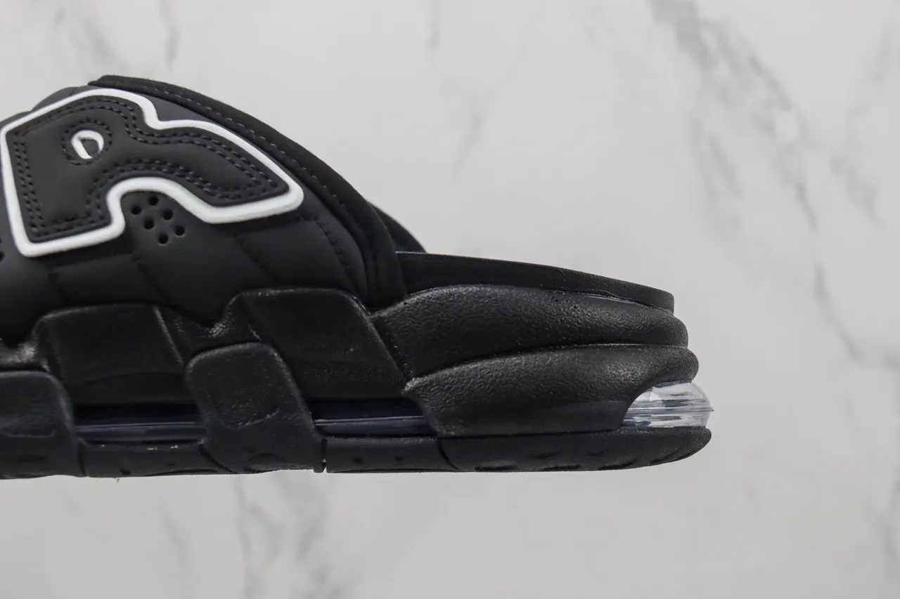 Nike Air More Uptempo Slide Black White Slippers 7