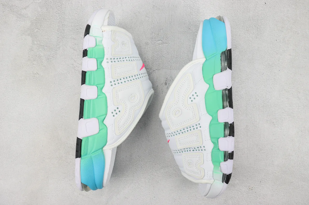 Nike Air More Uptempo Slide White Mint Cyan Slippers 2
