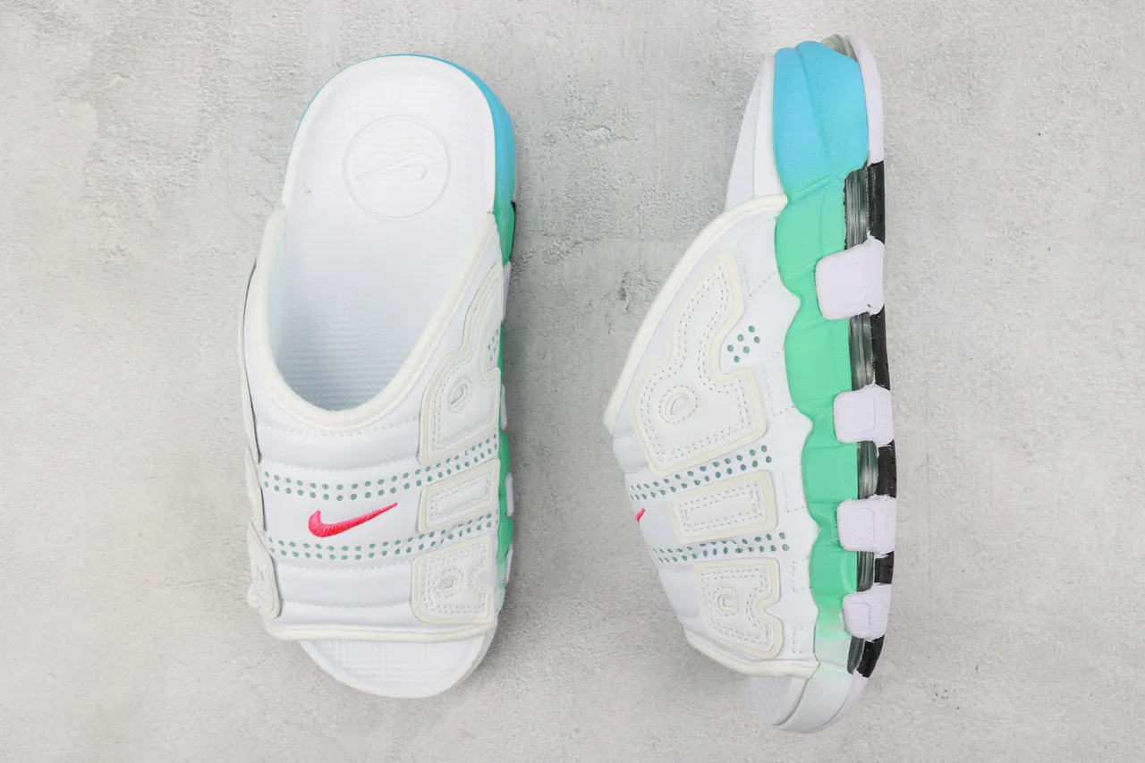 Nike Air More Uptempo Slide White Mint Cyan Slippers 3