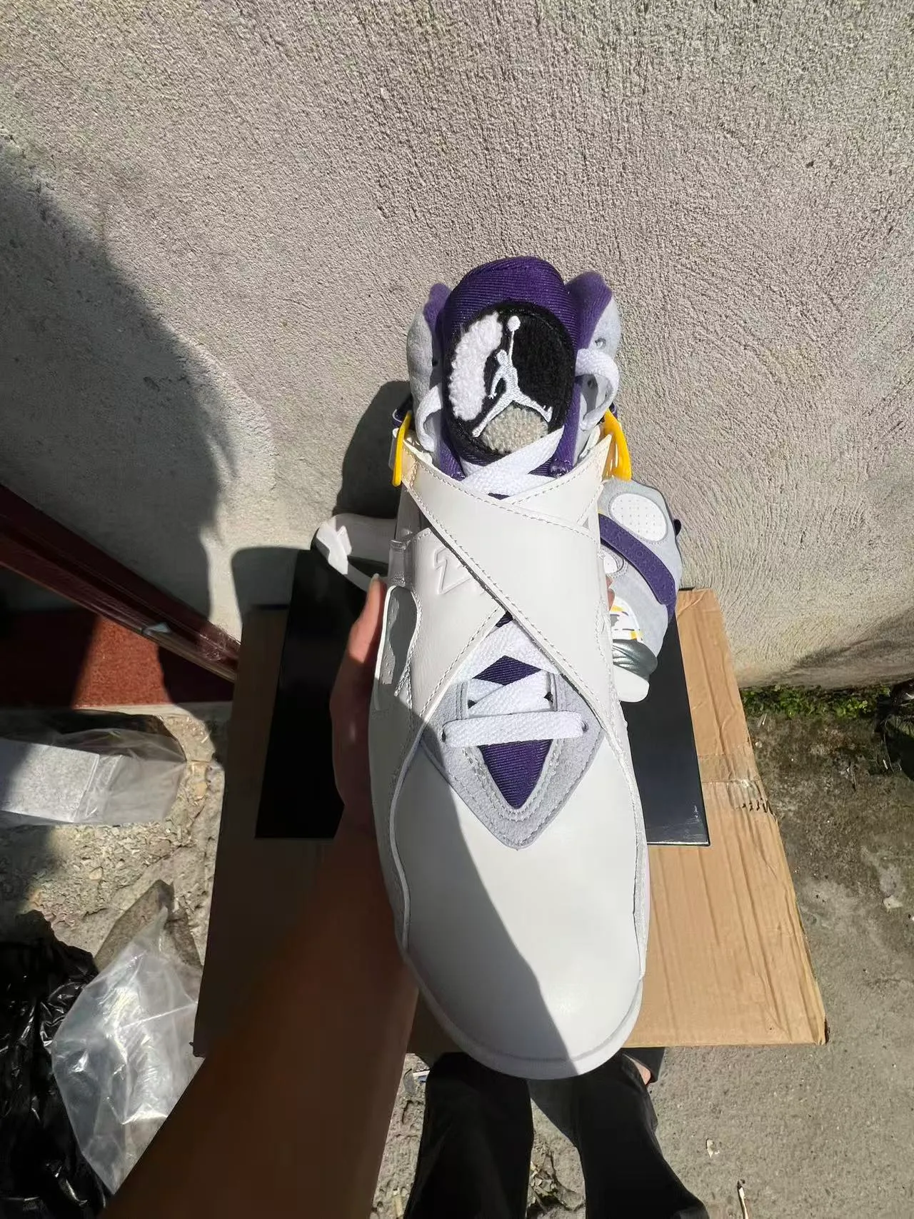Nike Air More Uptempo White Purple Yellow Gray Basketball Shoes 3
