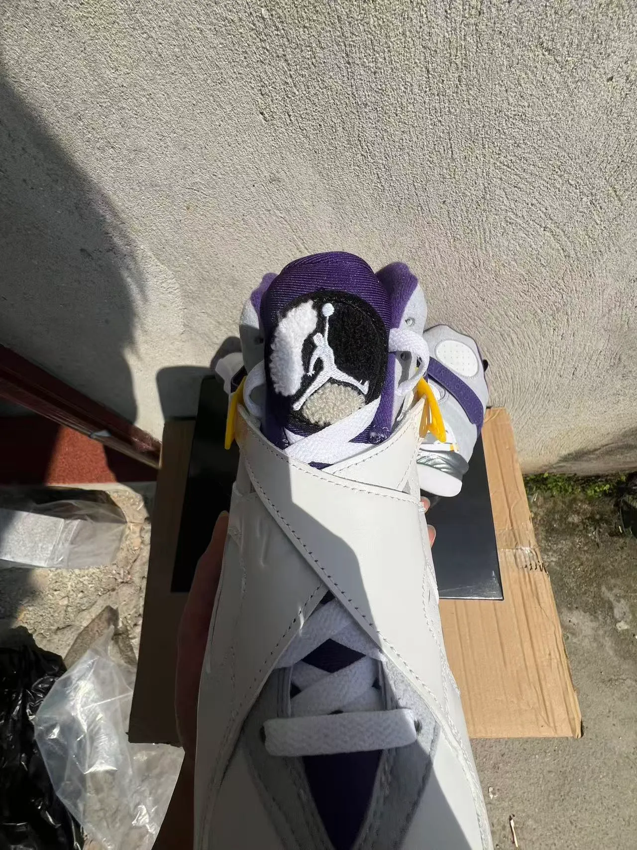 Nike Air More Uptempo White Purple Yellow Gray Basketball Shoes 4