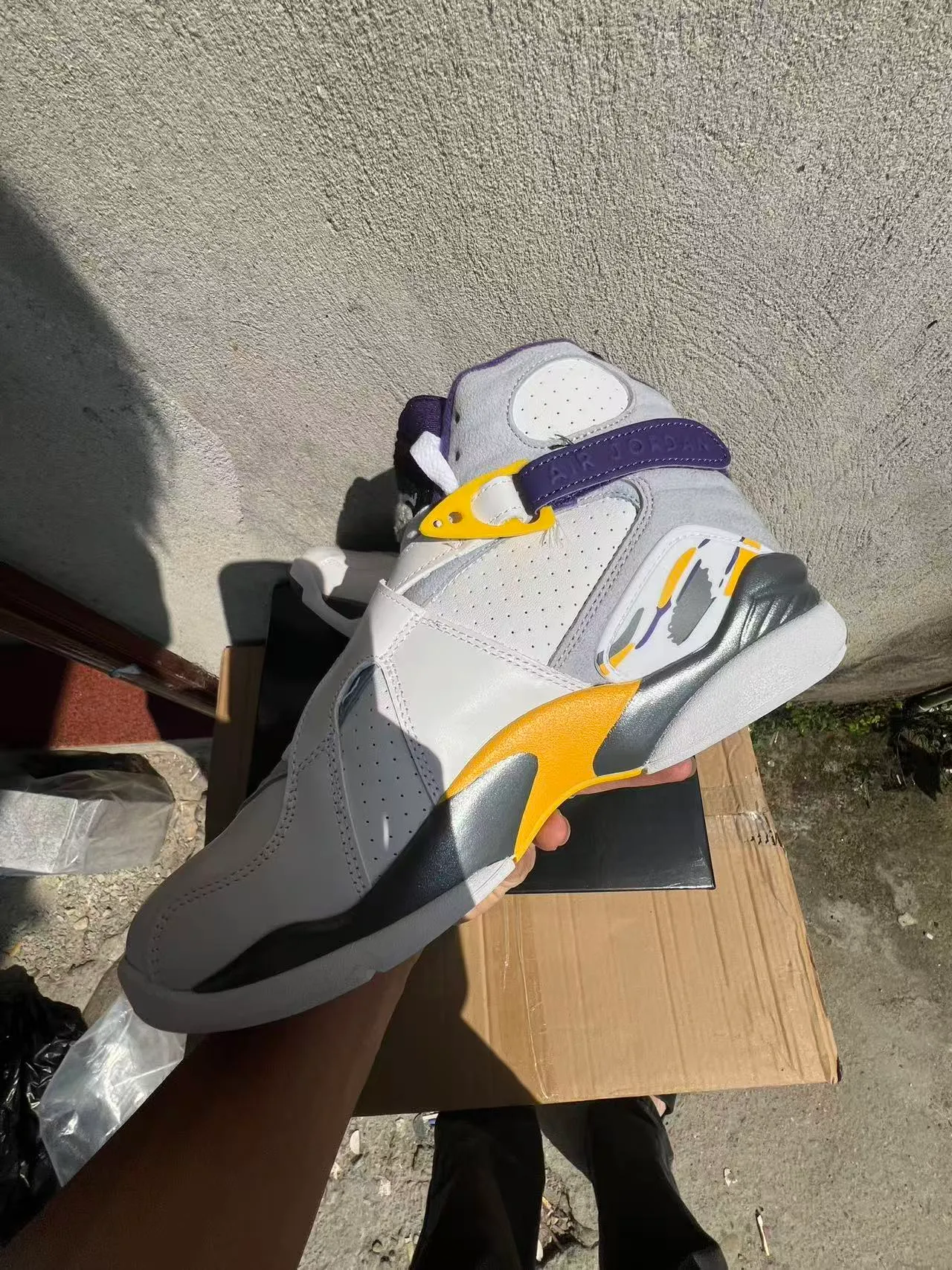 Nike Air More Uptempo White Purple Yellow Gray Basketball Shoes 5