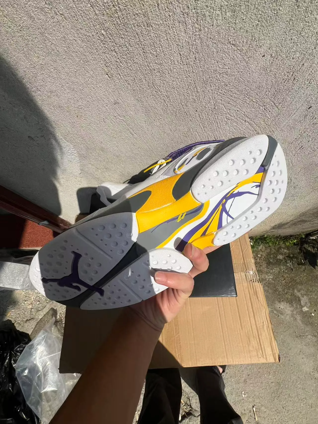 Nike Air More Uptempo White Purple Yellow Gray Basketball Shoes 6