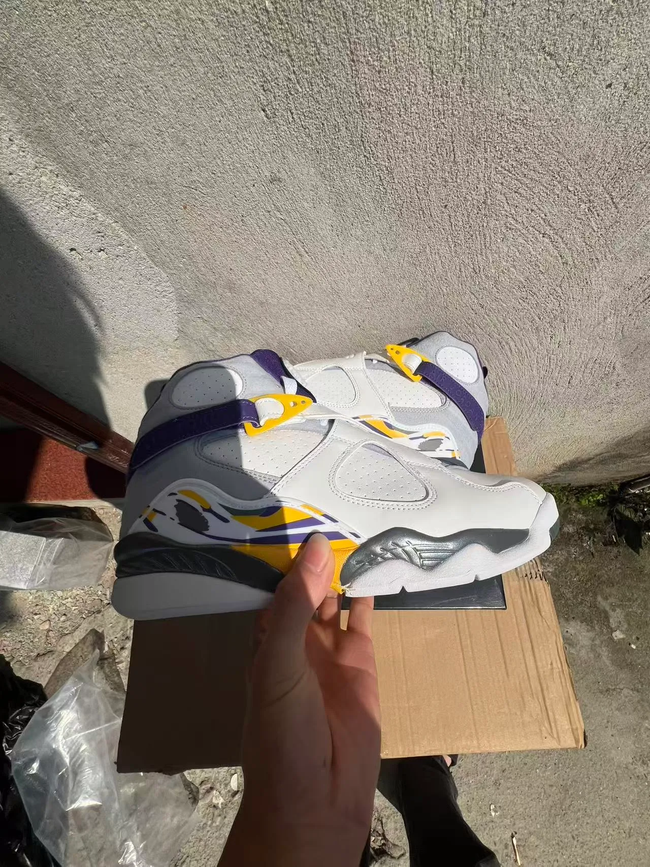 Nike Air More Uptempo White Purple Yellow Gray Basketball Shoes 7