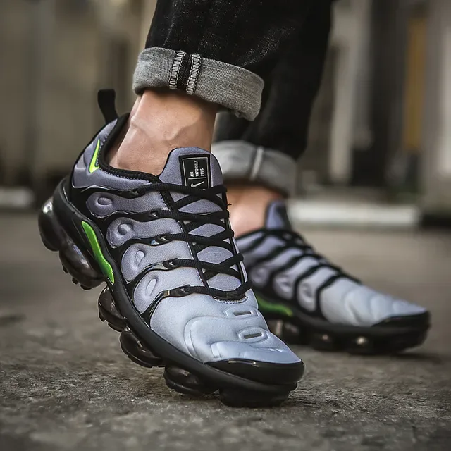 Nike Air VaporMax Plus Silver Black Neon Green Lifestyle Sneakers 2