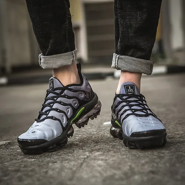Nike Air VaporMax Plus Silver Black Neon Green Lifestyle Sneakers 3