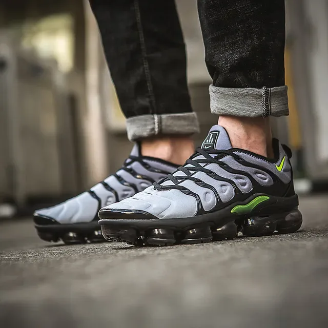 Nike Air VaporMax Plus Silver Black Neon Green Lifestyle Sneakers 4