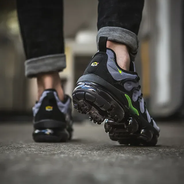 Nike Air VaporMax Plus Silver Black Neon Green Lifestyle Sneakers 5