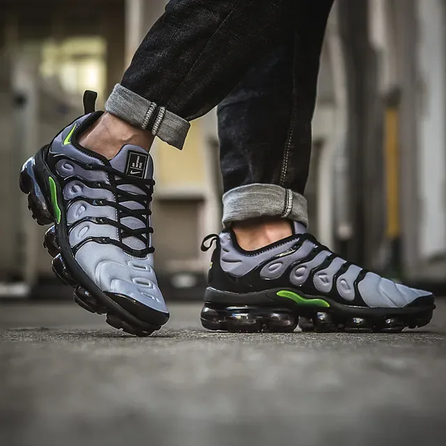 Nike Air VaporMax Plus Silver Black Neon Green Lifestyle Sneakers 6