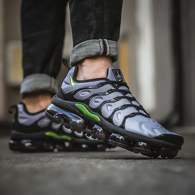 Nike Air VaporMax Plus Silver Black Neon Green Lifestyle Sneakers 7