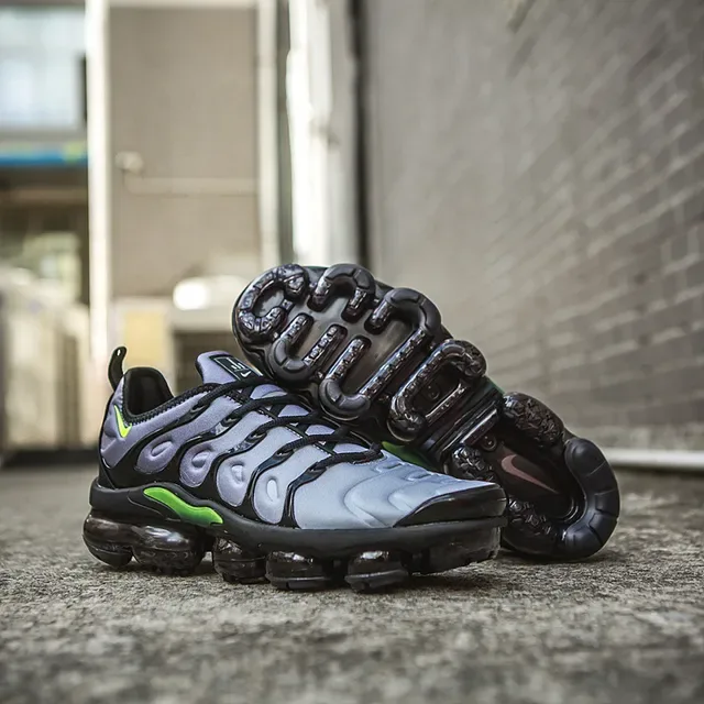 Nike Air VaporMax Plus Silver Black Neon Green Lifestyle Sneakers 12