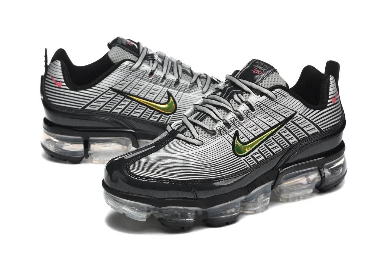 Nike Air VaporMax Plus Striped Mesh Black Silver Lifestyle Sneakers 4