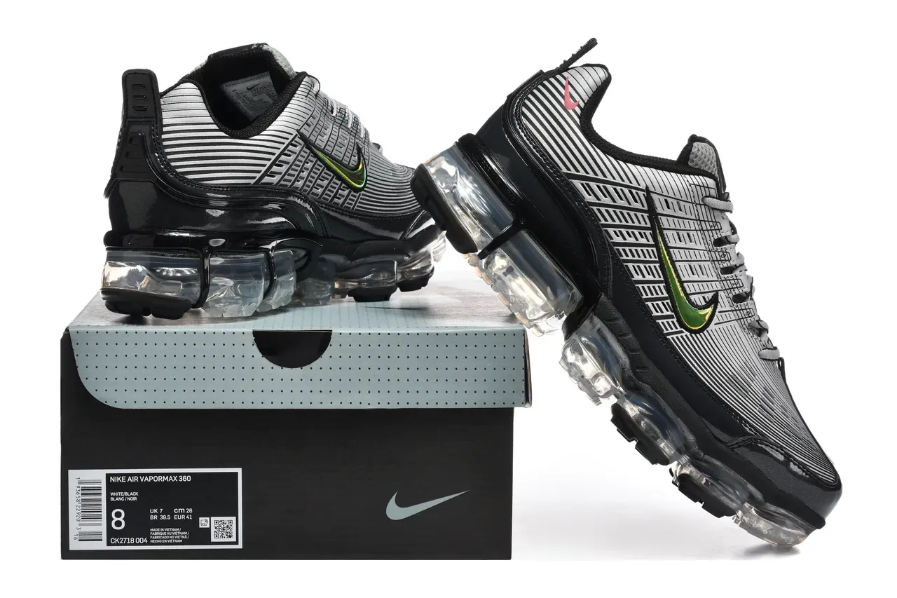 Nike Air VaporMax Plus Striped Mesh Black Silver Lifestyle Sneakers 8