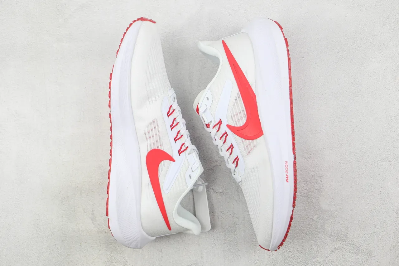 Nike Air Zoom Pegasus White Red Engineered Mesh Upper Synthetic Overlay Cage Running Shoes 2
