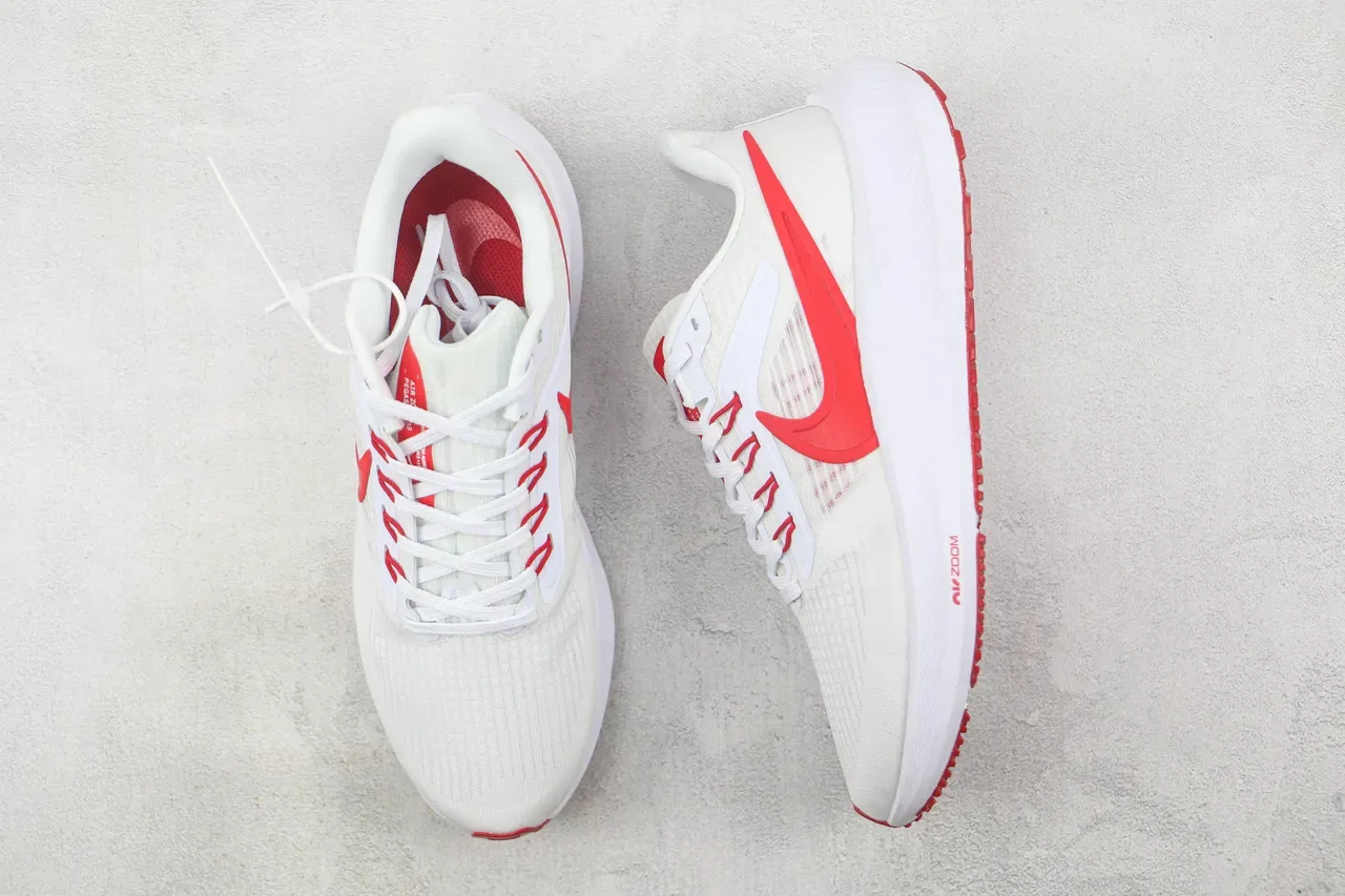 Nike Air Zoom Pegasus White Red Engineered Mesh Upper Synthetic Overlay Cage Running Shoes 3