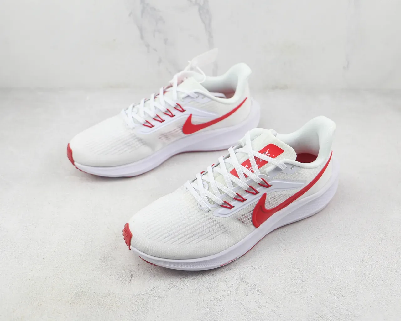 Nike Air Zoom Pegasus White Red Engineered Mesh Upper Synthetic Overlay Cage Running Shoes 4
