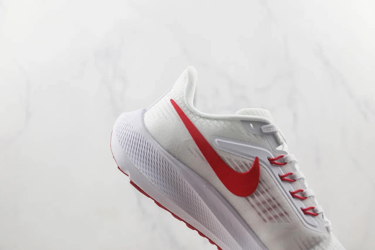 Nike Air Zoom Pegasus White Red Engineered Mesh Upper Synthetic Overlay Cage Running Shoes 5