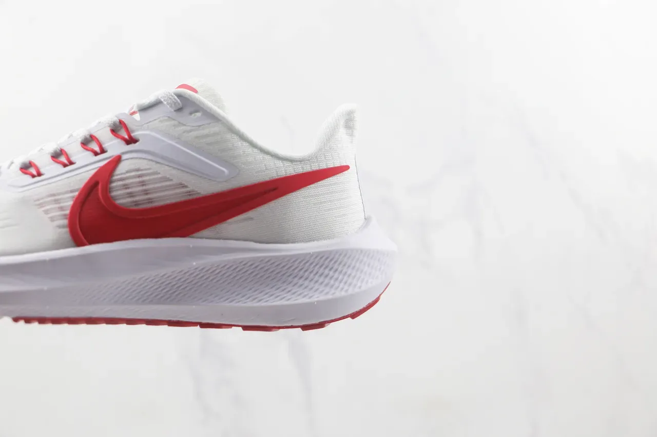 Nike Air Zoom Pegasus White Red Engineered Mesh Upper Synthetic Overlay Cage Running Shoes 7
