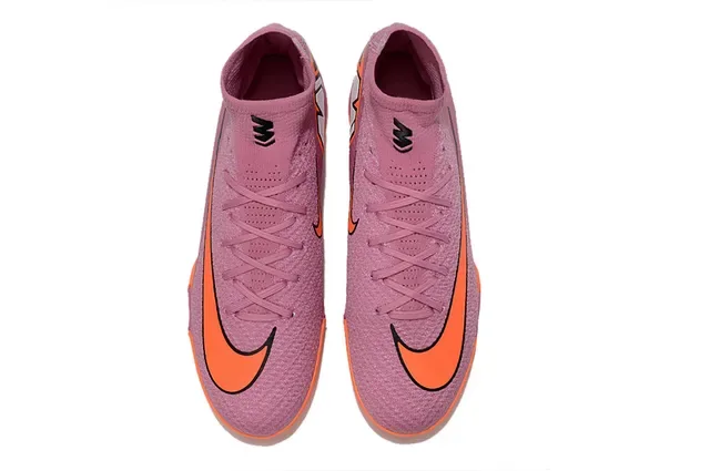 Nike Air Zoom Pink Orange High-Top Knit Upper Sock-Fit Collar Turf Soccer Shoes 2
