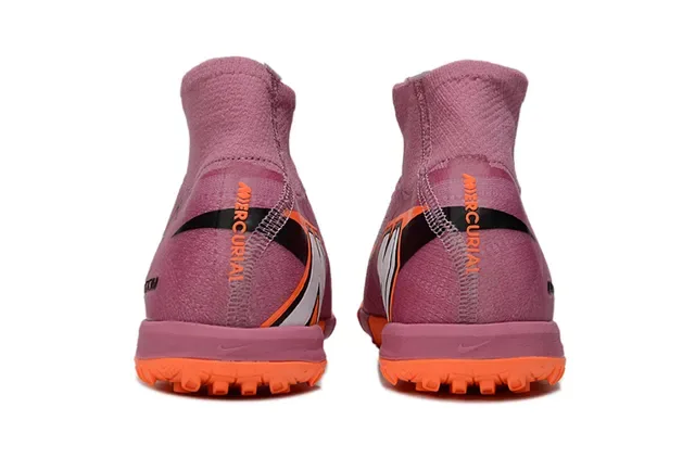 Nike Air Zoom Pink Orange High-Top Knit Upper Sock-Fit Collar Turf Soccer Shoes 4