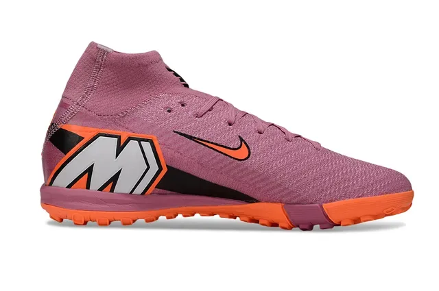 Nike Air Zoom Pink Orange High-Top Knit Upper Sock-Fit Collar Turf Soccer Shoes 7