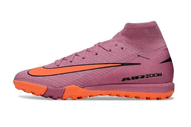 Nike Air Zoom Pink Orange High-Top Knit Upper Sock-Fit Collar Turf Soccer Shoes 8