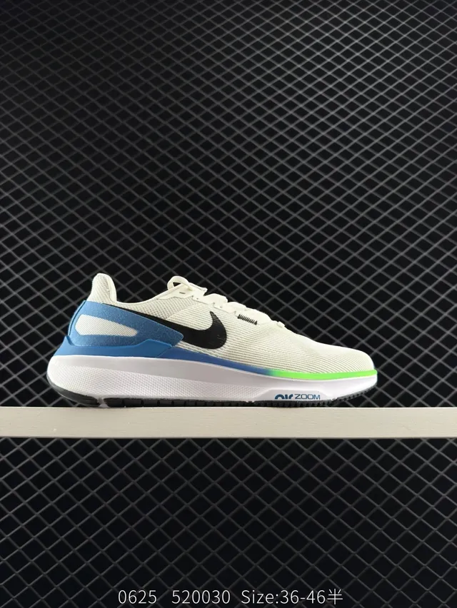 Nike Air Zoom Structure 25 White Blue Engineered Mesh Upper Thick Cushioned Midsole Running Shoes 6