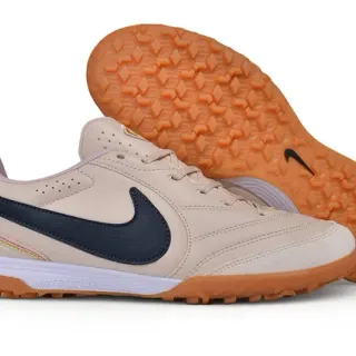 Nike Beige Navy Low-Top Suede Upper Turf Soccer Shoes