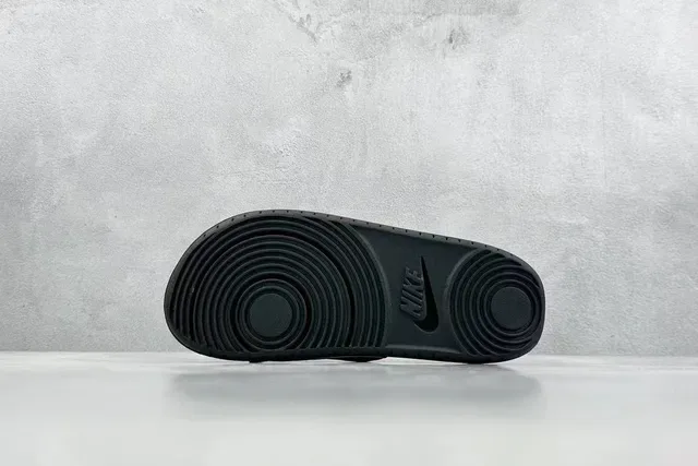 Nike Benassi Negro Beige Sandalias de Una Sola Correa Textil Acanalado 6