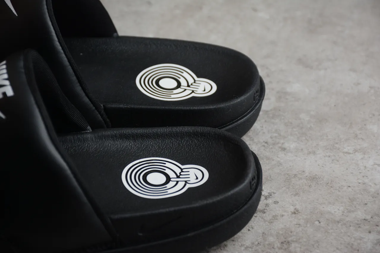Nike Benassi JDI Black White Logo Slippers 5