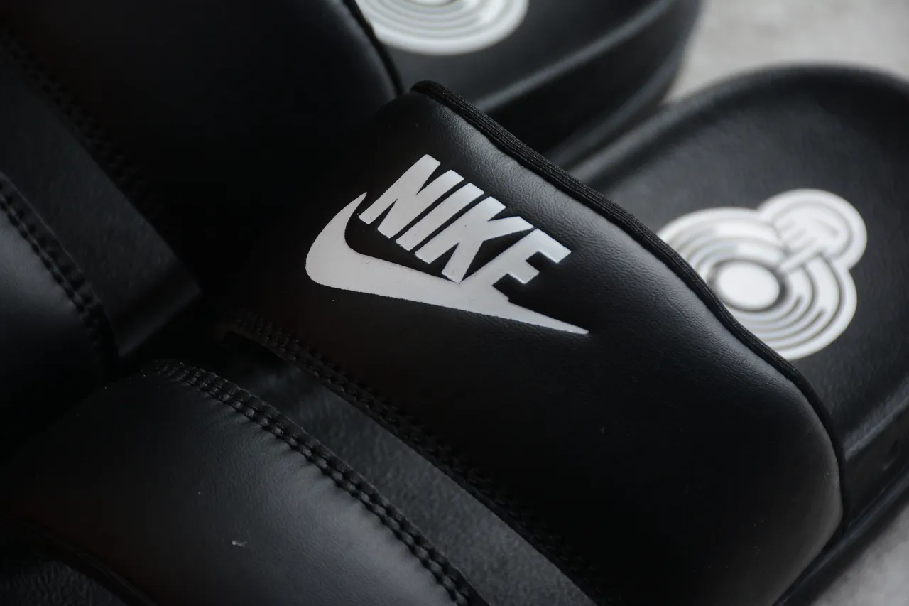 Nike Benassi JDI Black White Logo Slippers 6