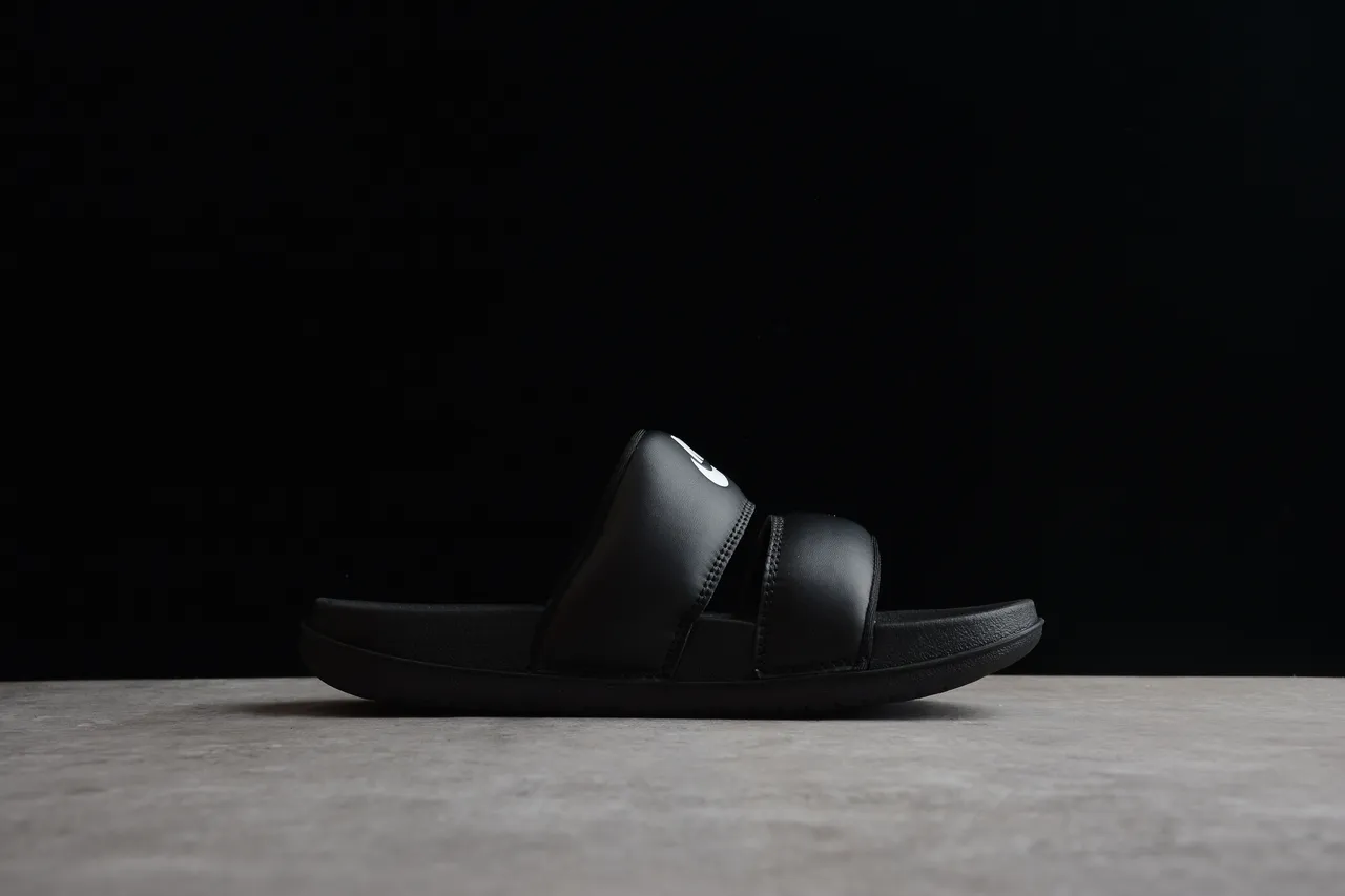 Nike Benassi JDI Black White Logo Slippers 11