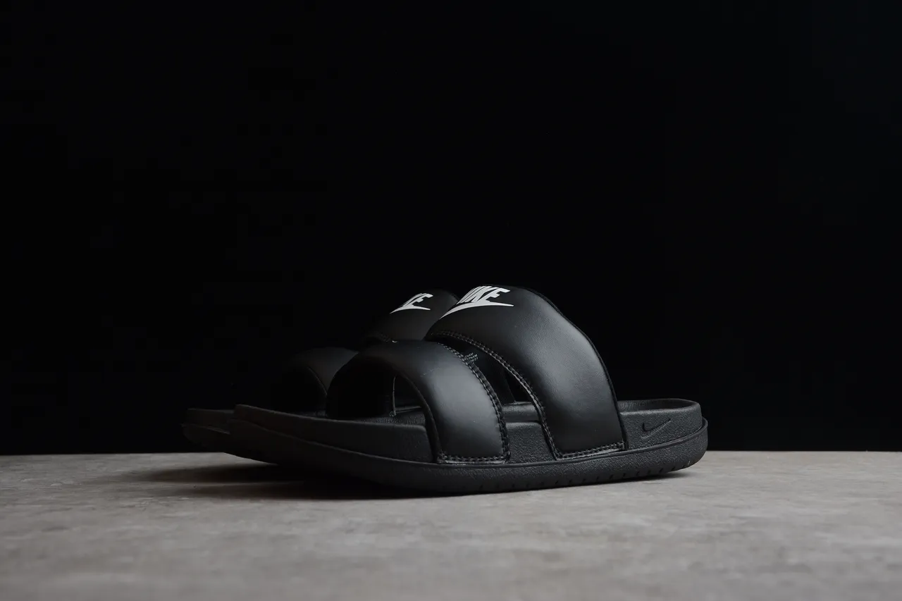 Nike Benassi JDI Black White Logo Slippers 12