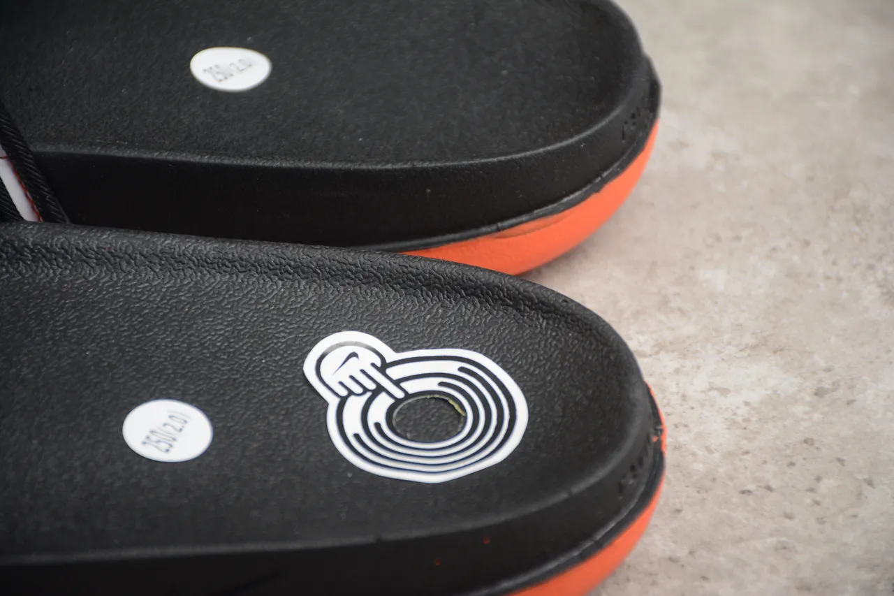 Nike Benassi JDI White Black Orange Slippers 5