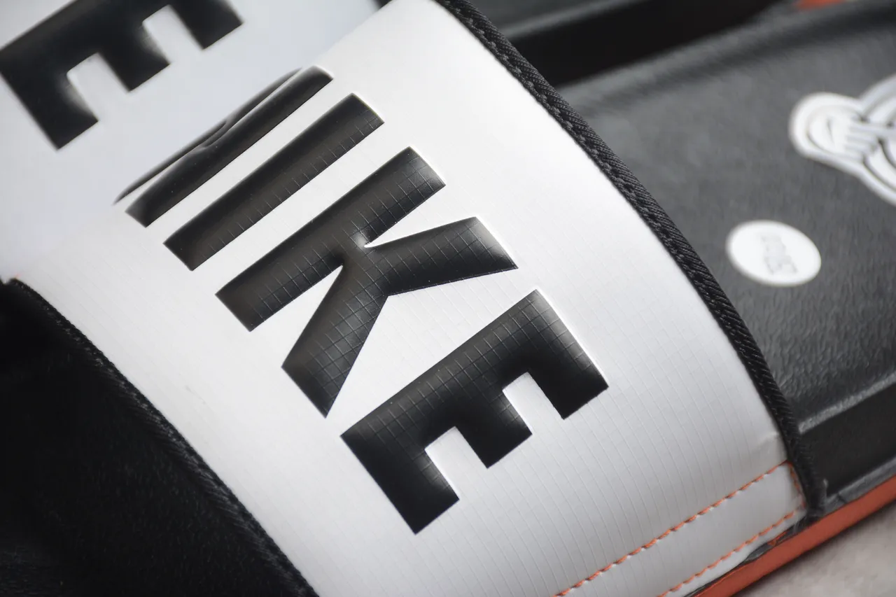 Nike Benassi JDI White Black Orange Slippers 6