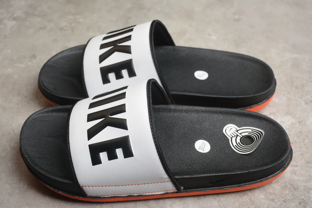Nike Benassi JDI White Black Orange Slippers 8