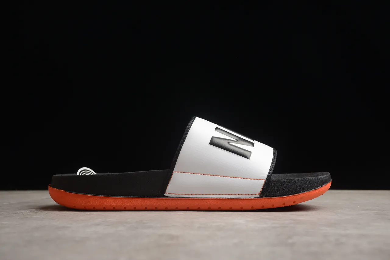 Nike Benassi JDI White Black Orange Slippers 12