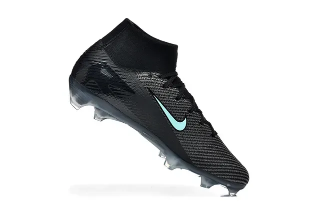 Nike Chaussures de football noires bleues de coupe haute upper knit acent Mint Teal Swoosh terrain ferme 3