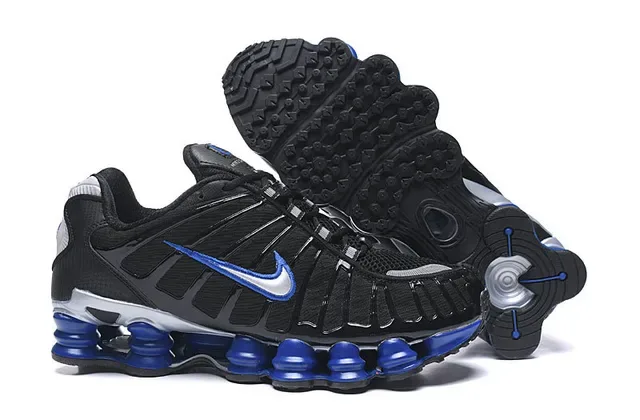 Nike Chaussures Lifestyle Noir et Bleu avec tige synthétique cage et colonnes d'air Shox visibles 2