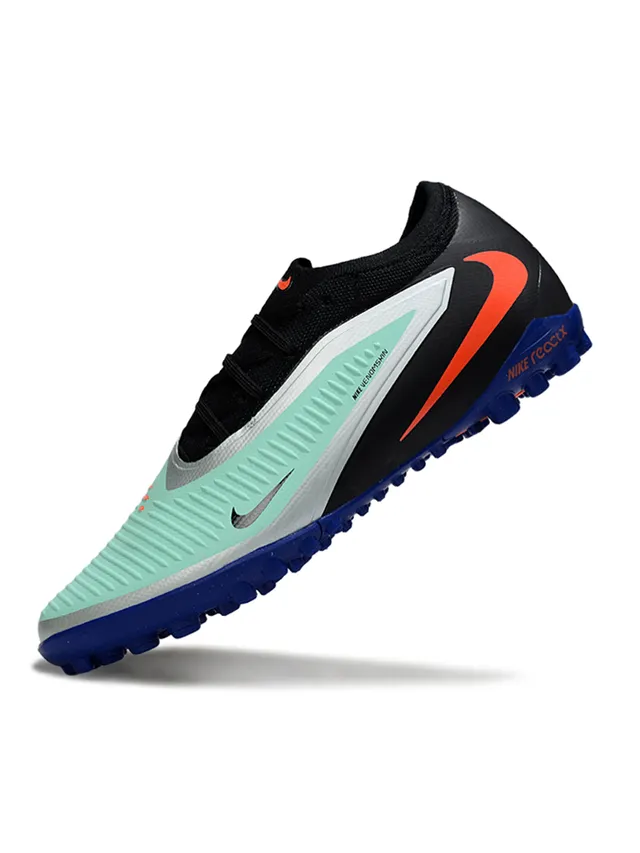 Nike Chaussures de football turf noir et bleu basse coupe collet de chaussette superposition de cage synthétique 4